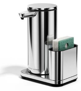 Simplehuman bezdotykový dávkovač – 414 ml + držák houbičky, lesklá nerez, dobíjecí