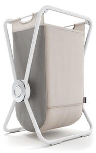Simplehuman skládací látkový koš na prádlo X-FRAME, bílá ocel, béžový polyester