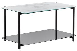 Konferenční stolek bílý mramorový efekt / černá GLOSTER