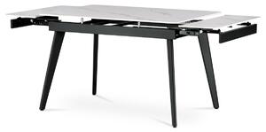 Jídelní stůl 120+30+30x80 cm, keramická deska bílý mramor, kov, černý matný lak - HT-405M WT