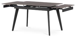 Jídelní stůl 120+30+30x80 cm, keramická deska šedý mramor, kov, černý matný lak - HT-405M GREY