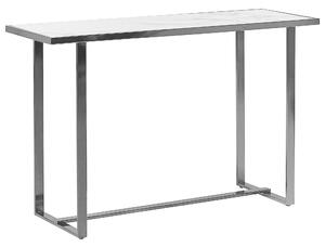 Skleněný konzolový stolek efekt bílého mramoru / stříbrná PLANO