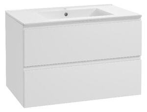 Kielle Aura - Skříňka včetně umyvadla, 80x55x46 cm, 2 zásuvky, lesklá bílá 50002S80
