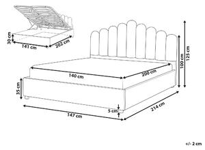 Sametová postel s úložným prostorem 140 x 200 cm šedá/béžová VINCENNES
