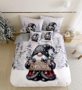 3 dílné povlečení Polycotton Vánoční Gnome černý 200x140cm+90x70cm TiaHome
