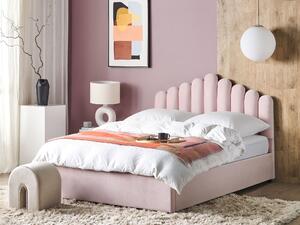 Sametová postel s úložným prostorem 180 x 200 cm růžová VINCENNES