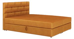 Manželská postel Boxspring 140x200 cm Waller (s roštem a matrací) (oranžová). Vlastní profesionální přeprava až k Vám domů 1007718