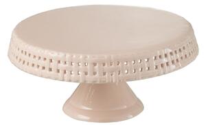 Růžový keramický podnos na noze Hella Pastel Pink M - Ø 25*12cm - J-Line by Jolipa
