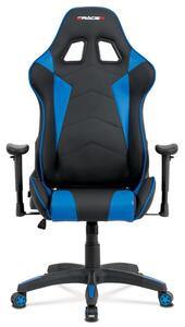 Kancelářská židle, modrá+černá ekokůže, houpací mech., plastový kříž KA-F03 BLUE