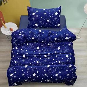 Bavlissimo 2-dílné tmavě modré povlečení 140x200 s bílými hvězdami pro jednu postel