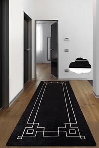 Conceptum Hypnose Kusový koberec Square - Black, Černá, Bílá, 80 x 200 cm