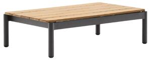 Dřevěný zahradní konferenční stolek Kave Home Sorells 91 x 52,4 cm s šedou podnoží