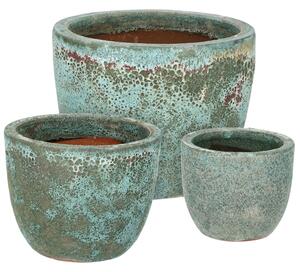 Set tří zelených terrazzo zahradních květináčů Bizzotto Duyen 18/24/31 cm
