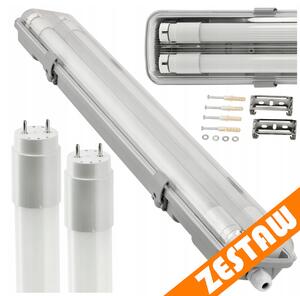 Hermetické svítidlo 120cm lampa + 2x LED trubice voděodolné 6000k studená teplota