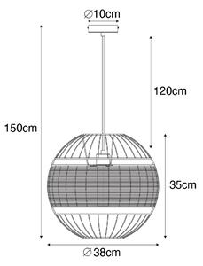 Orientální závěsná lampa černá s ratanem 38 cm - Emir