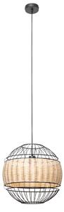 Orientální závěsná lampa černá s ratanem 38 cm - Emir