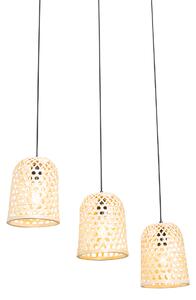 Orientální závěsná lampa černá s bambusovými 3 světly - Rayan