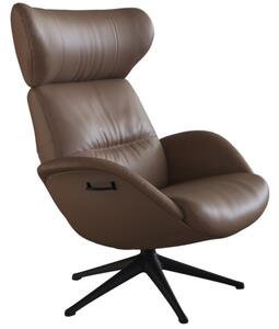 Tmavě hnědé kožené lounge křeslo FLEXLUX MORE