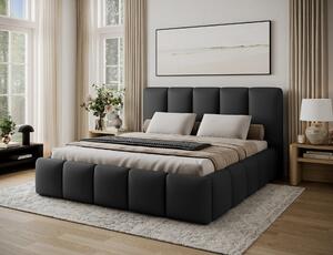 Čalouněná postel 140x200 DOLVERO 4 - černá eko kůže
