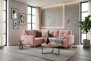 Rohová sedací souprava s funkcí spaní RODI Růžová