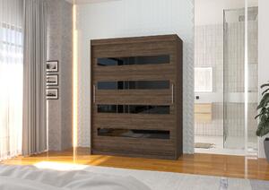 ADRK Šatní skříň posuvná MARTINEZ CH-BL 150, choco/černý Lacobel