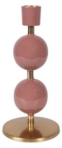 Růžovo-zlatý kovový svícen v retro stylu Bubble – 9x19 cm