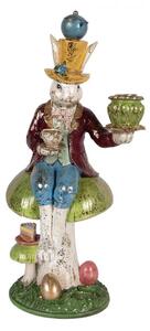 Svícen ve tvaru králíka s hodinkami Wonderland – 20x16x41 cm