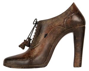 Dekorace ve vintage stylu hnědá bota na podpatku s patinou I – 21x7x17 cm