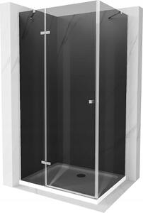Mexen Roma, sprchový kout s křídlovými dveřmi 80 (dveře) x 70 (stěna) cm, 6mm šedé sklo, chromový profil + slim sprchová vanička bílá + chromový…