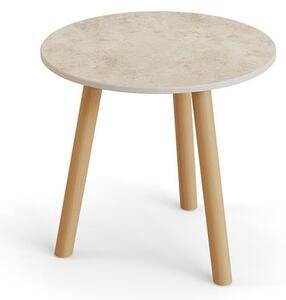 Jati Kebon Odkládací stolek Ronda, Jati Kebon, kulatý 45x44,2 cm, rám teak, deska keramika 12mm dekor Paladium Grey