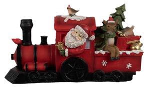 Červená vánoční dekorace svítící vlak se Santou - 19*7*10 cm - Clayre & Eef