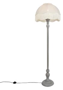 Stojací lampa šedá s béžovým stínidlem a bílým vnitřkem 45 cm - Classico