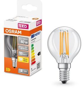 Průhledná LED žárovka E14 4 W CLASSIC P, teplá bílá