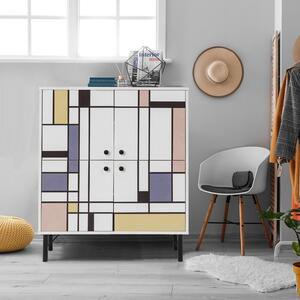 Hanah Home Skříňka, designová, barevná Multilüx Midia, Bílá, Hnědá, Purple, Žlutá