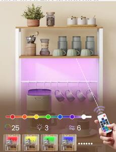 SONGMICS Kuchyňský regál s integrovanou napájecí lištou a LED osvětlením Vasagle Cinty 60 cm bílý/hnědý