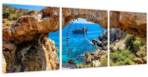 Obraz - Cape Greco (s hodinami) (90x30 cm)