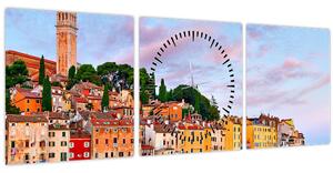 Obraz - Rovinj, Chorvatsko (s hodinami) (90x30 cm)