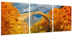 Obraz - Konitsa most (s hodinami) (90x30 cm)