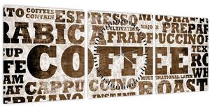 Obraz - Coffee (s hodinami) (90x30 cm)