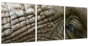 Obraz - Detailní fotografie starého sloního oka (s hodinami) (90x30 cm)
