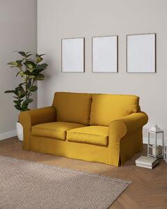 Potah na pohovku IKEA Ektorp 2-místná, nerozkládací barva žlutá látka pletený vzor