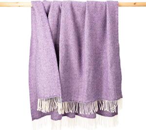 Deka Merino vlna / kašmír Lavender Purple Herringbone 180 x 136 cm John Hanly