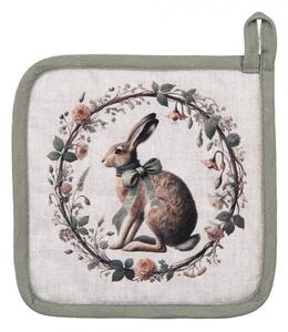 Chňapka / podložka pod hrnec se zajícem s mašlí Vintage Ears – 20x20 cm