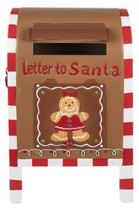 Hnědá vánoční schránka na dopisy s perníčkem a nápisem Letter to Santa – 22x18x34 cm