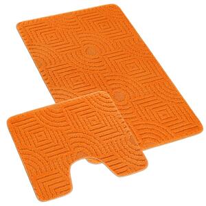 Bellatex koupelnové předložky SADA BANY 60x100 + 60x50 cm s výkrojem Bludiště oranžová