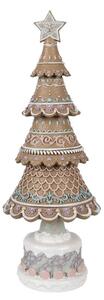 Hnědá vánoční dekorace perníkový stromeček s pastelovým zdobením – 16x42 cm