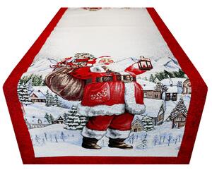 Vánoční gobelínový běhoun na stůl - Veselý Santa Claus Barva Vícebarevná Rozměry 45x90 cm