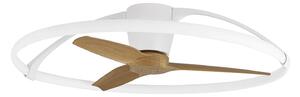 Inteligentní stropní ventilátor LED Nepal, bílý/buk, DC – Mantra Mantra Iluminación, Nepal, stmívatelné, Dřevo, Obývací pokoj, Kov, Moderní