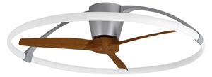 Inteligentní stropní ventilátor LED Nepal, stříbrný/ořech – Mantra Mantra Iluminación, Nepal, stmívatelné, Dřevo, Obývací pokoj, Kov, Moderní