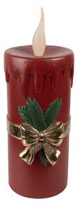 Vínová vánoční svíčka se zlatou mašlí Red Candle - 17*18*44 cm - Clayre & Eef